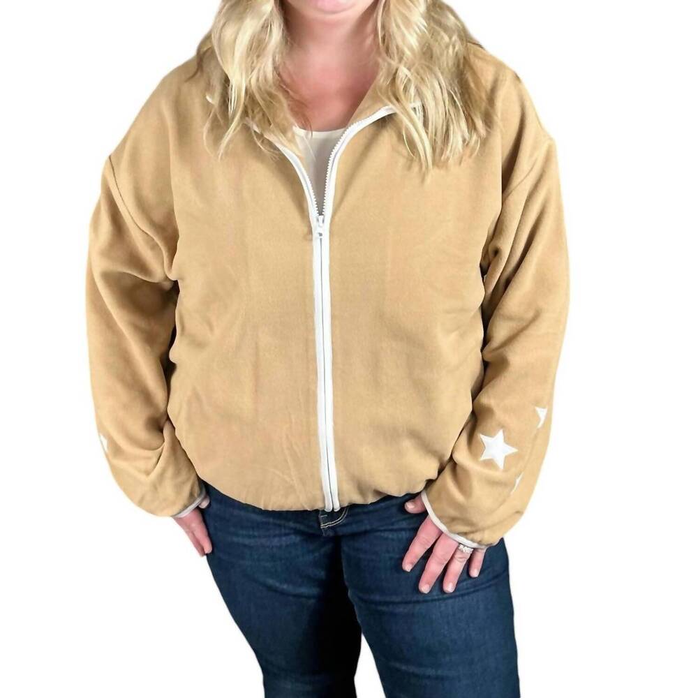 NEW JADELYNN BROOKE retro weekend fleece full zip in stars